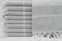 "Turkish Towel, Light Gray Towel, Hammam Towel, Sauna Towel, Turkish Bath Towel, Striped Towel, Pool Towel, 36""x67" - thumbnail 1