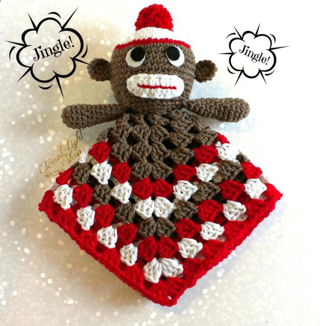 Baby Sock Monkey Security Lovey Blanket - image 1