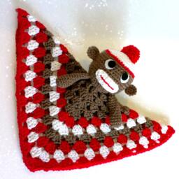 Baby Sock Monkey Security Lovey Blanket - thumbnail 2
