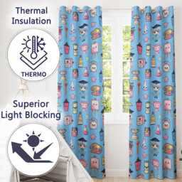 Cute Kawaii Graduation Student Art Supplies Blue Seamless Pattern Readymade Eyelet Ring Top Thermal 100% Blackout Curtains - thumbnail 3