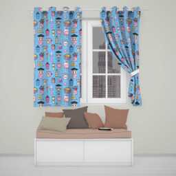 Cute Kawaii Graduation Student Art Supplies Blue Seamless Pattern Readymade Eyelet Ring Top Thermal 100% Blackout Curtains - thumbnail 1