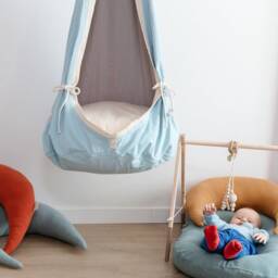 Wonderful Sky Blue Hanging Cocoon Swing For Kids - Indoor Fabric Hammock Swing Toddler Hanging Chair Home Decor Detail - thumbnail 3