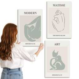 3 Piece Canvas Set - Figures in Pastel Shades By Henri Matisse, Green Wall Art, Artwork Decor - thumbnail 3