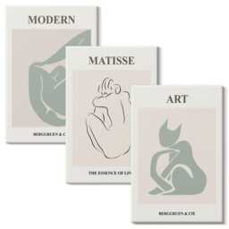 3 Piece Canvas Set - Figures in Pastel Shades By Henri Matisse, Green Wall Art, Artwork Decor - thumbnail 2
