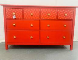 Large Chest Of Drawers Painted Christmas Red Gold Moroccan Elephants - thumbnail 1