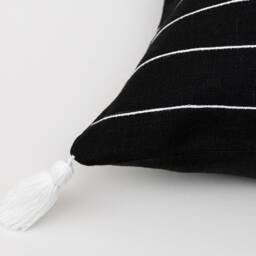 60% Off Sample Sale - Size 16x16Inches, Black & White Stripe Linen Pillow Cover, Striped Cushions Covers With Boho Tassel - thumbnail 2