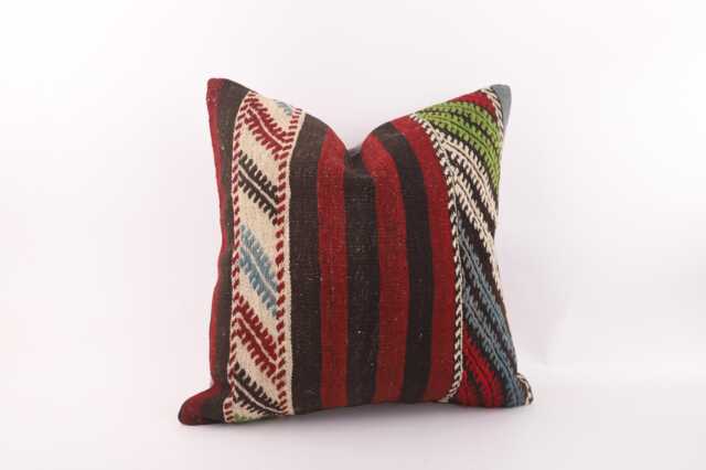 Handmade Kilim Pillow Cover 20x20 Vintage Turkish Wool Throw - image 1