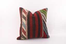Handmade Kilim Pillow Cover 20x20 Vintage Turkish Wool Throw - thumbnail 1
