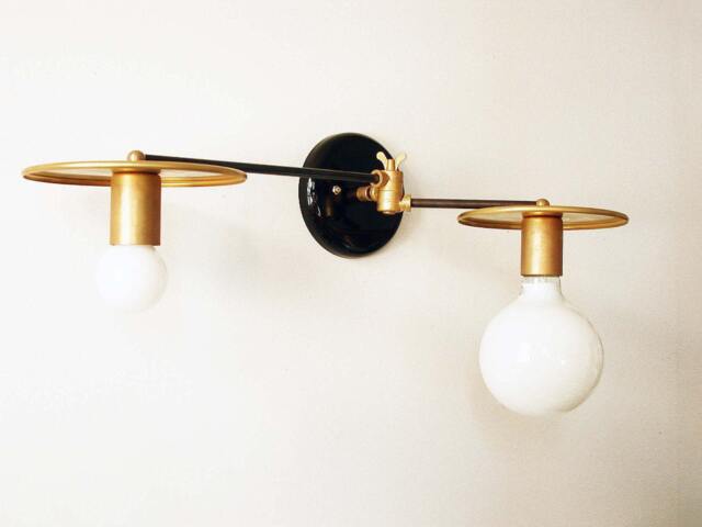 Double Brass Swivel Wall Sconce Fixture Modern Mid Century Light Adjustable Lighting Entry Lamp Bedside - image 1