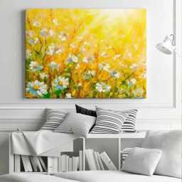 Daisy Meadow Canvas Print, Floral Wall Art, Ready To Hang - thumbnail 2