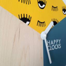 Hexagonal Wall Clock Minimalist Woodwork, Yellow & Teal Decor - thumbnail 3