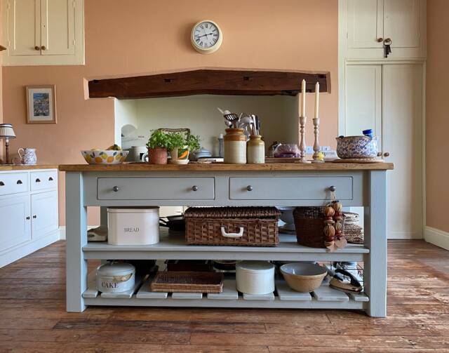 Handmade Freestanding Solid Wood Kitchen Island by