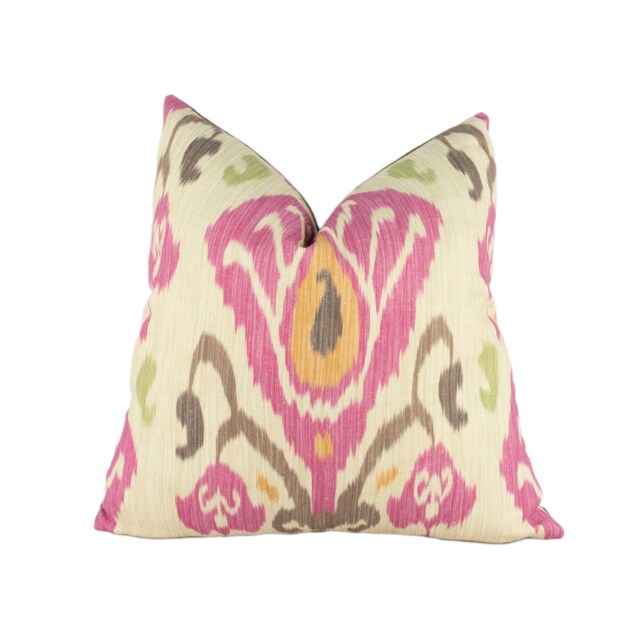 Zoffany - Annapurna Plum/Olive Relaxed Semi-Abstract Ikat Inspired Cushion Cover Handmade Throw Pillow Designer Home Decor - image 1