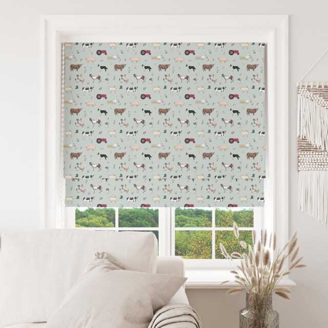 Custom Roman Blind - Emma Lawrence Farmyard Friends Eggshell , Made To Measure Window Treatment - image 1
