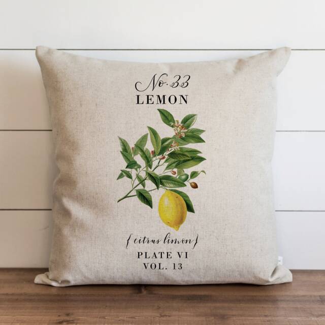 Lemon Pillow Cover - 18 X 20 Botanical Floral Herbs Spring Home Decor Summer Throw Garden - image 1