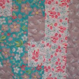 "Handmade Teal, Pink & Gray Throw Quilt - 54"" X 64" - thumbnail 2