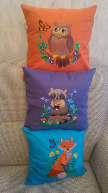 Baby Pillowcase With Animal Embroidery. A Fox, A Raccoon, An Owl. Kid's Room Decorating Ideas. Suitable For Girls & Boys - image 1