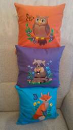 Baby Pillowcase With Animal Embroidery. A Fox, A Raccoon, An Owl. Kid's Room Decorating Ideas. Suitable For Girls & Boys - thumbnail 1