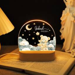 Cute Lion Baby Night Light, Baby Gift Birth With Name, Christening Gift, Birthday Gift, Newborn Baptism Gift, Night Light Baby, Nursery Decor - thumbnail 2
