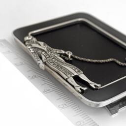 Lady & Dog Miniature Photo Frame Art Deco Style 925 Sterling Silver English Hallmarks Set With Clear Crystals By Jewelaridesigns - thumbnail 2