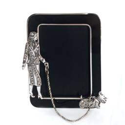 Lady & Dog Miniature Photo Frame Art Deco Style 925 Sterling Silver English Hallmarks Set With Clear Crystals By Jewelaridesigns - thumbnail 1