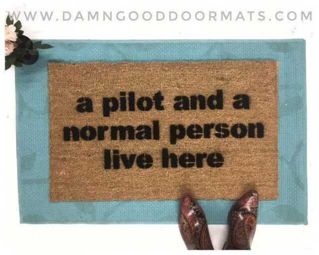 Funny Aviation Welcome Mat Hand Painted Doormat - New House Gift - image 1