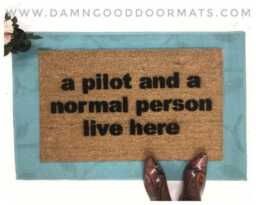 Funny Aviation Welcome Mat Hand Painted Doormat - New House Gift - thumbnail 1