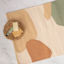 Cute Bathmat Bath Mat Bathroom Rug Sets - Soft Cotton Woven Runner 26x20 36x24 Trendy Decor Beige Green Earth Bathtub Accessories