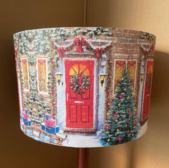 Christmas Lampshade, Snowy Cottage No 2, Children's Night Light , Christmas Lights Free Gift - image 1