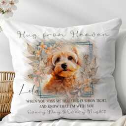 Personalised Dog Photo Memorial Cushion Optional Book Memory Gift , Hug From Heaven Quote Pillow - thumbnail 2