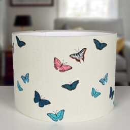 Lampshades in Sophie Allport Butterflies Grey Fabric Handmade Free Delivery - thumbnail 3