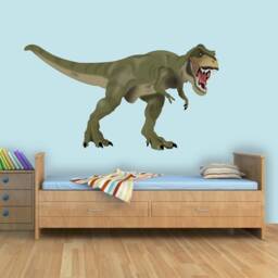 T Rex - Dinosaur Wall Decal Kids Room Decor Tyrannosaurus Jaws Reusable Fabric Vwaq-Caw1 - thumbnail 1