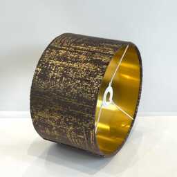 Handmade By Order Dark Brown Mocha With Gold Foiled Velvet Drum Lamp Shade Pendant Light All Shapes & Sizes Availa - thumbnail 2
