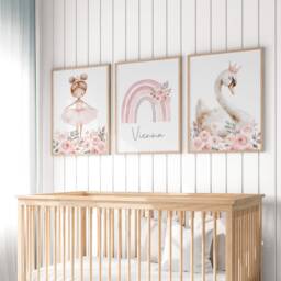 Girls Bedroom Prints, Girls Room Decor, Girl Wall Art, Swan Prints, Ballerina, Nursery Decor, Unicorn, Pink Decor, Floral, Girly , Rainbow, Pastel - thumbnail 2