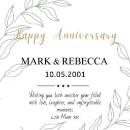 Personalised Any Year Wedding Anniversary Candle Gift Set Soy Wax, Custom Name & Date Present For Couple - thumbnail 2