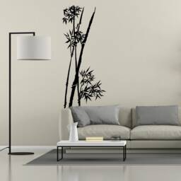 Bamboo Wall Vinyl Sticker - Large Art Decor Stalk Set Door Home Design Decal Black Leaf Diy Adhesive Tropic Mural - thumbnail 4