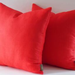 Set Of 2 Red Linen Throw Pillows Modern Cushion Covers - 18x18 Inch - thumbnail 4