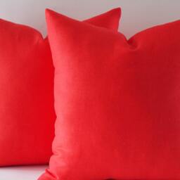 Set Of 2 Red Linen Throw Pillows Modern Cushion Covers - 18x18 Inch - thumbnail 3