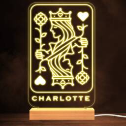 Queen Of Hearts Playing Card Gambling Player Personalised Gift Night Light - Bedroom Lamp