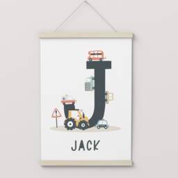 Personalised Cars Name Print, Transport Initial Vehicles Educational Poster, Boy Nursery Decor, Scandi Playroom Prints - thumbnail 2