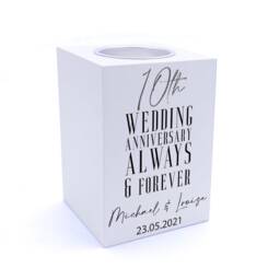 Personalised 10Th Wedding Anniversary Tea Light Holder Gift
