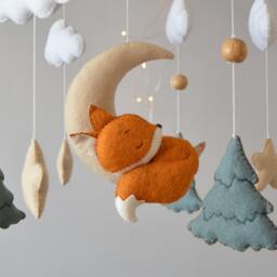Fox Baby Mobile, Neutral Woodland Nursery Decor - thumbnail 3
