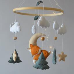 Fox Baby Mobile, Neutral Woodland Nursery Decor - thumbnail 2
