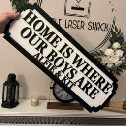 Home Is Where My Boys Are - Street Sign 3D Look Personalised Wall Mount Mdf Decor Gift Upto 12 Names Laser Cut Home - thumbnail 2