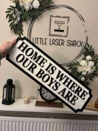 Home Is Where My Boys Are - Street Sign 3D Look Personalised Wall Mount Mdf Decor Gift Upto 12 Names Laser Cut Home - thumbnail 1