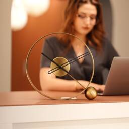 Luxury Silent Metal Desk Clock - Endless, Sculptural Ring, Modern Home Office Decor - thumbnail 2