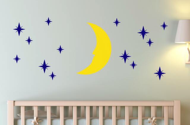 Gorgeous Night-Time Moon & Stars Vinyl Wall Decal Set by Etsy ...