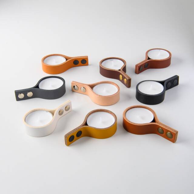 Leather Tealight Candle Holder - image 1