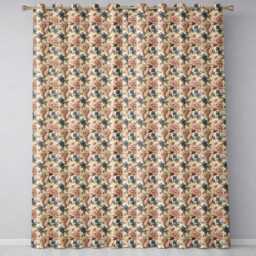 Classic Floral Peony Lilac Beige Seamless Pattern Readymade Eyelet Ring Top Thermal 100% Blackout Curtains - thumbnail 2