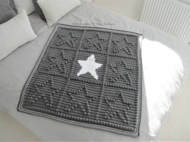 Crochet Star Baby Blanket Grey Acrylic Crib Blanket - image 1